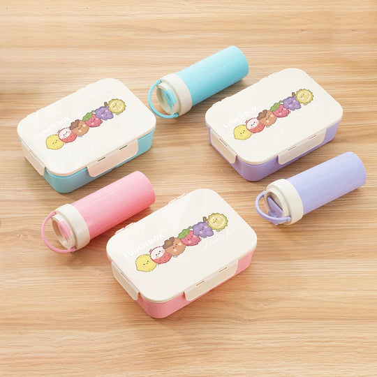 Set de Boîte à Lunch Illustrée pour Enfants - Boîte à Gouter Pratique et Colorée 1