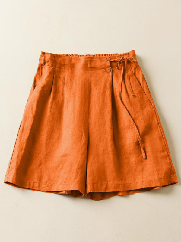 Shorts Baggy en Lin et Coton Tissé pour Femmes 3