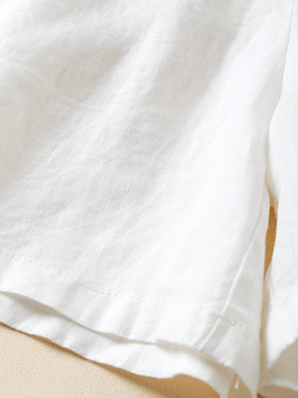 Shorts Baggy en Lin et Coton Tissé pour Femmes 8