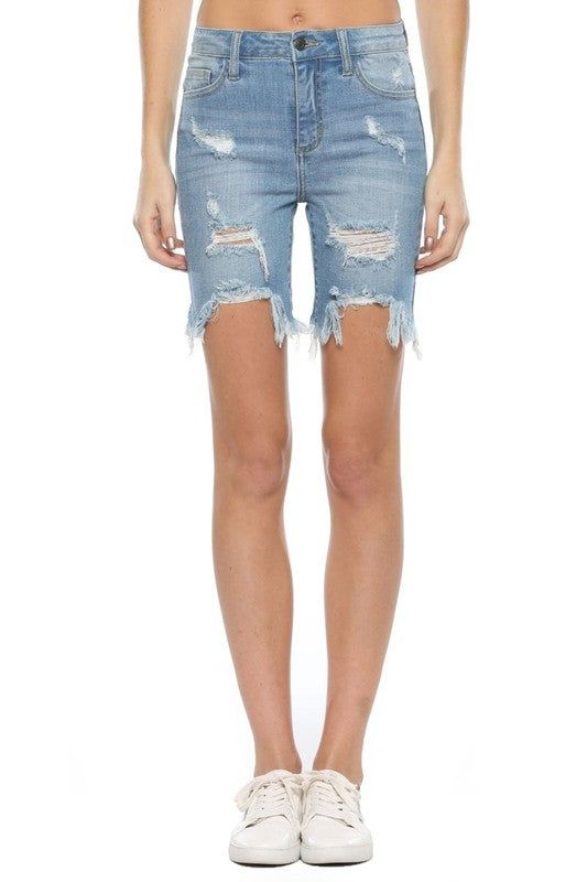 Shorts Bermuda Femme Taille Haute Denim Clair 0