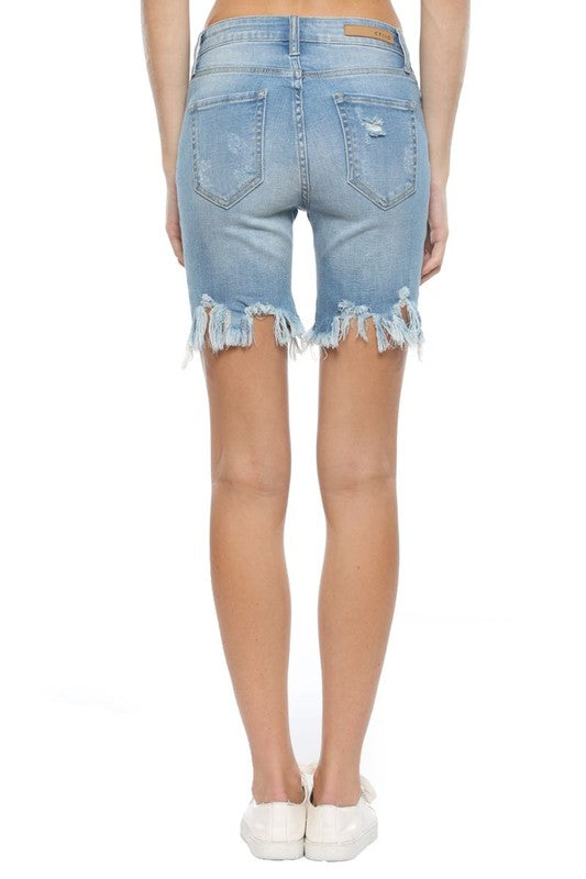 Shorts Bermuda Femme Taille Haute Denim Clair 2