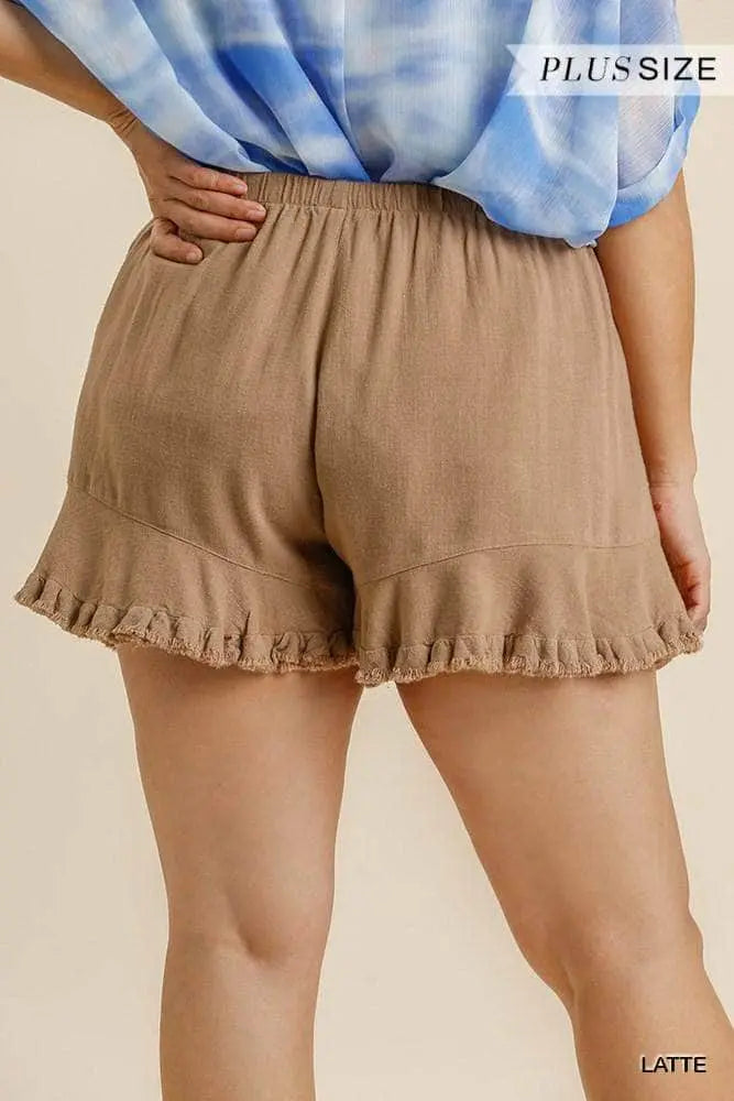 Shorts Femme Taille Élastique Lin Mélangé avec Poches 2
