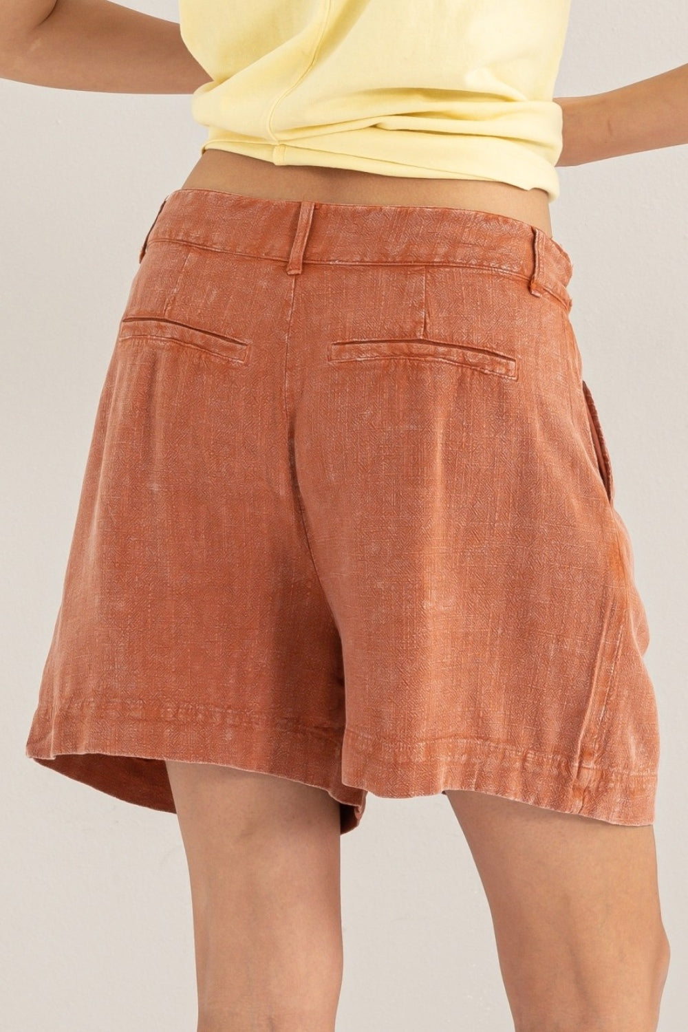 Shorts Femme Taille Haute Plissés Lin Rayonne 1