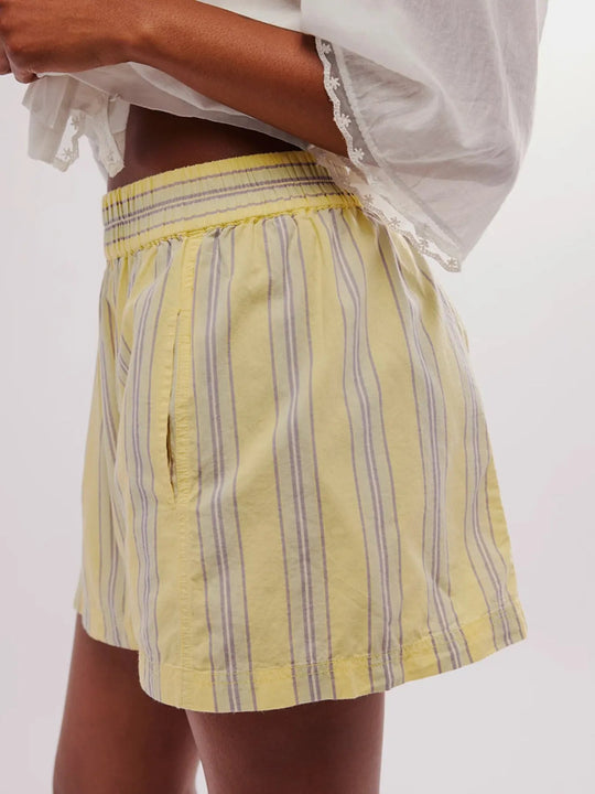 Shorts Femme Taille Haute Rayé en Lin 2