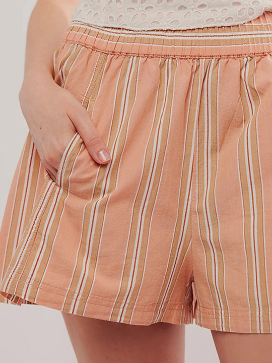 Shorts Femme Taille Haute Rayé en Lin 4