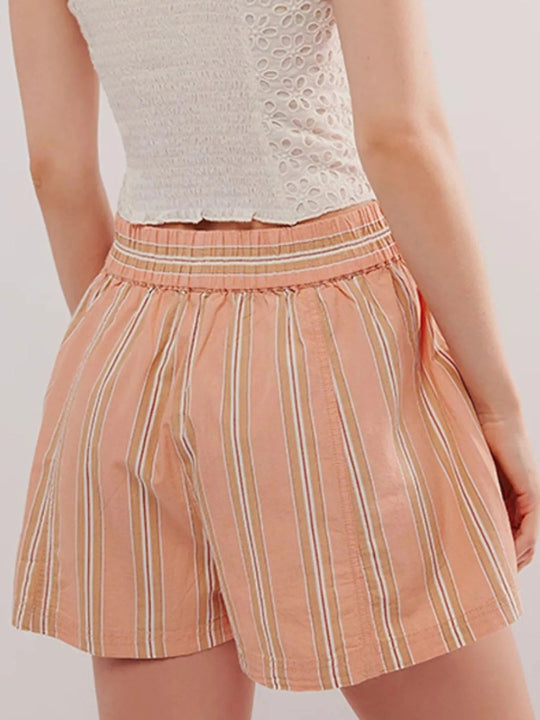 Shorts Femme Taille Haute Rayé en Lin 5
