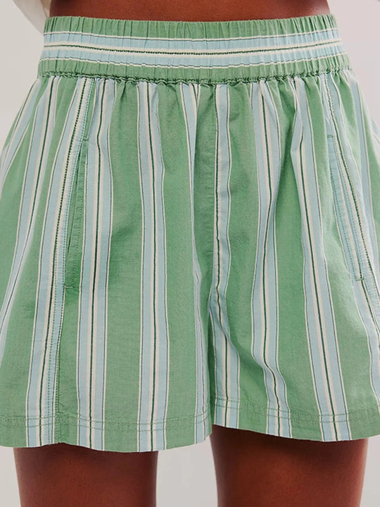 Shorts Femme Taille Haute Rayé en Lin 8