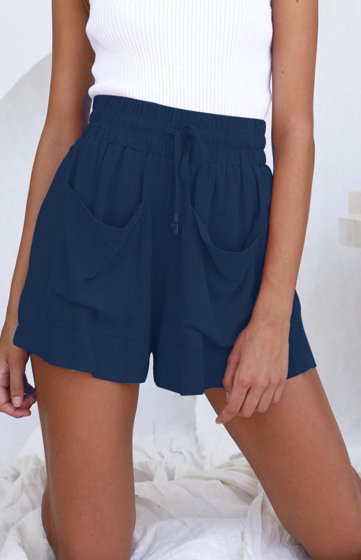 Shorts Femmes Amples Taille Haute en Coton et Lin 11