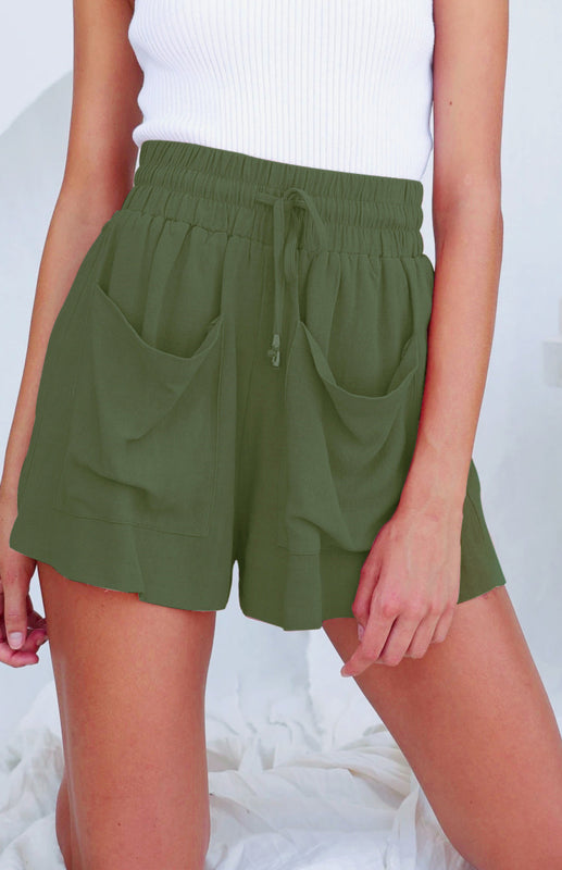 Shorts Femmes Amples Taille Haute en Coton et Lin 12