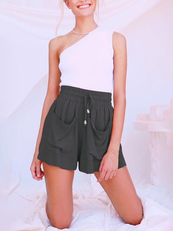 Shorts Femmes Amples Taille Haute en Coton et Lin 7