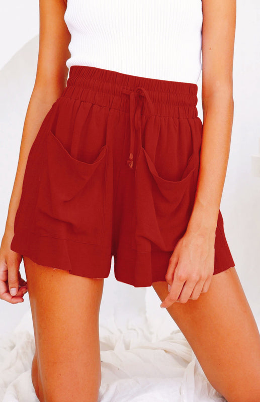 Shorts Femmes Amples Taille Haute en Coton et Lin 9