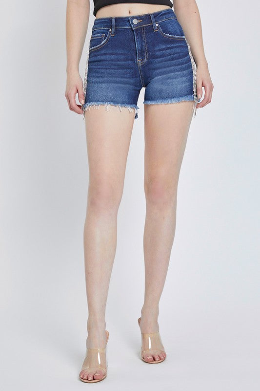 Shorts à Taille Haute avec Franges en Strass pour Femme 2