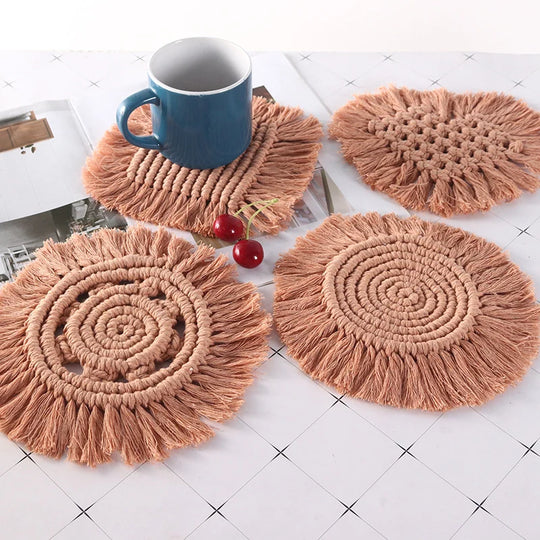 Sous-verre Femme Style Crochet à Franges 1