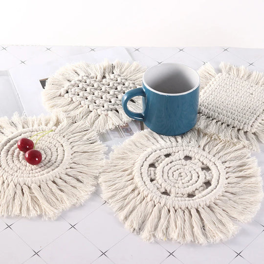 Sous-verre Femme Style Crochet à Franges 3