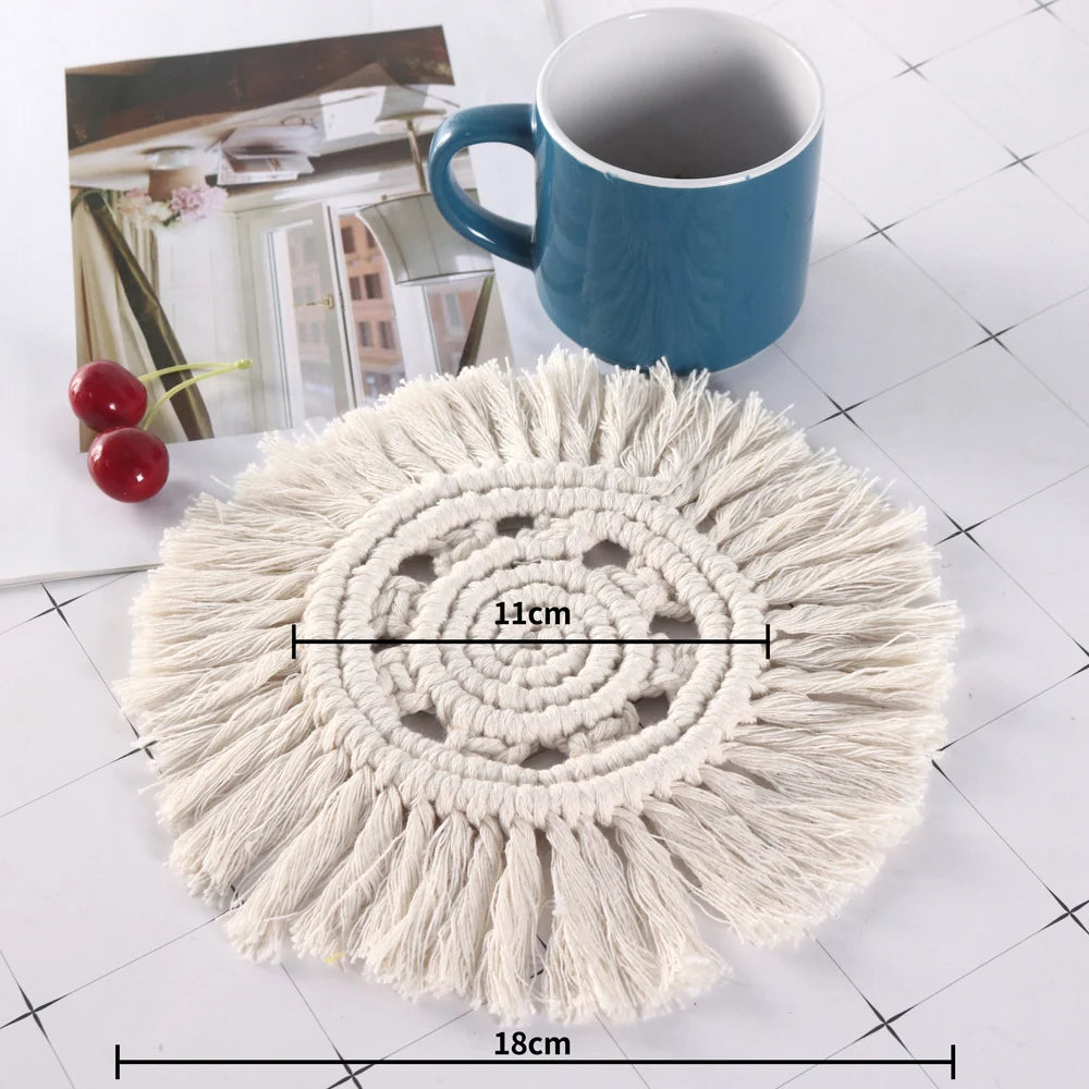 Sous-verre Femme Style Crochet à Franges 7