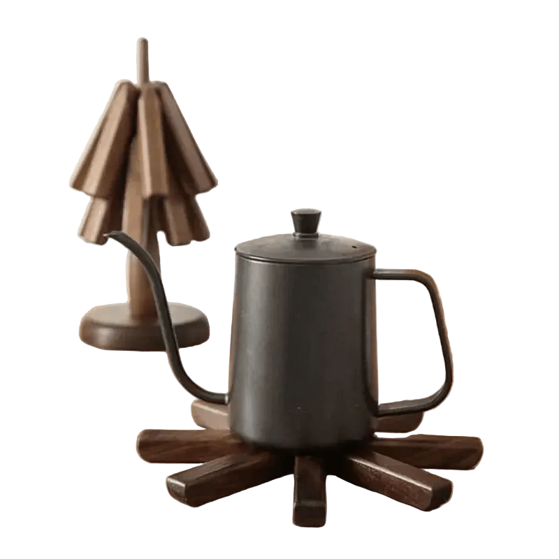 Sous Verre Design Raffiné en Noyer Noir pour Protection de Table 0
