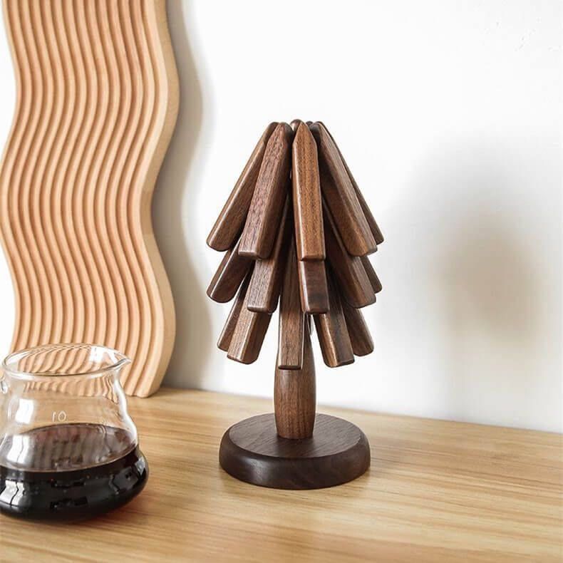 Sous Verre Design Raffiné en Noyer Noir pour Protection de Table 1