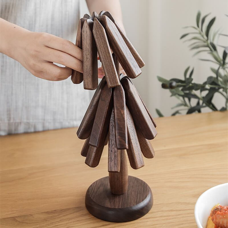 Sous Verre Design Raffiné en Noyer Noir pour Protection de Table 4