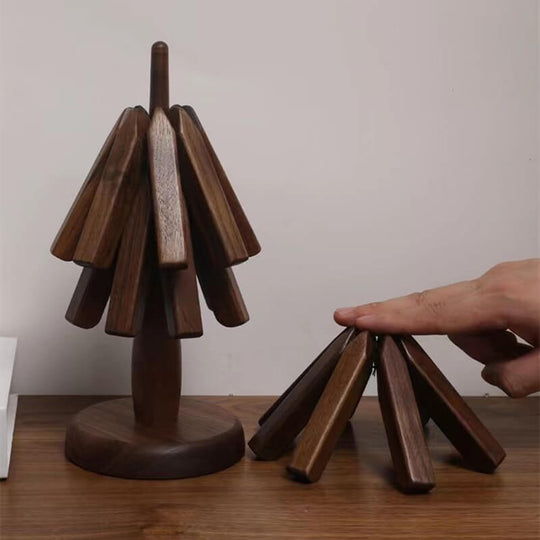 Sous Verre Design Raffiné en Noyer Noir pour Protection de Table 5