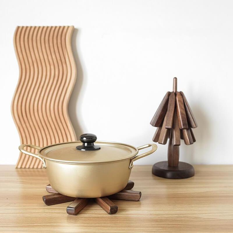 Sous Verre Design Raffiné en Noyer Noir pour Protection de Table 6