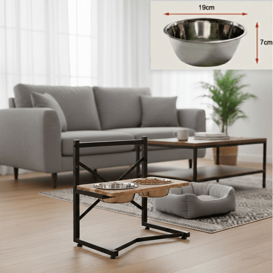 Station d'alimentation pour chiens avec bols en acier inoxydable 1
