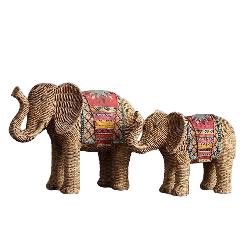 Statue d'Éléphant Décorative en Rotin 0