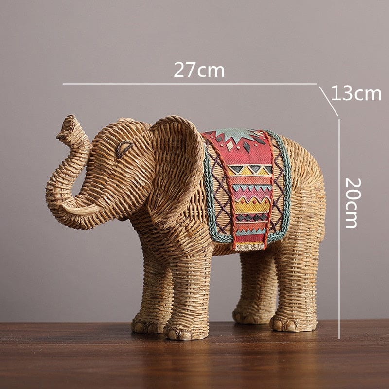 Statue d'Éléphant Décorative en Rotin 7