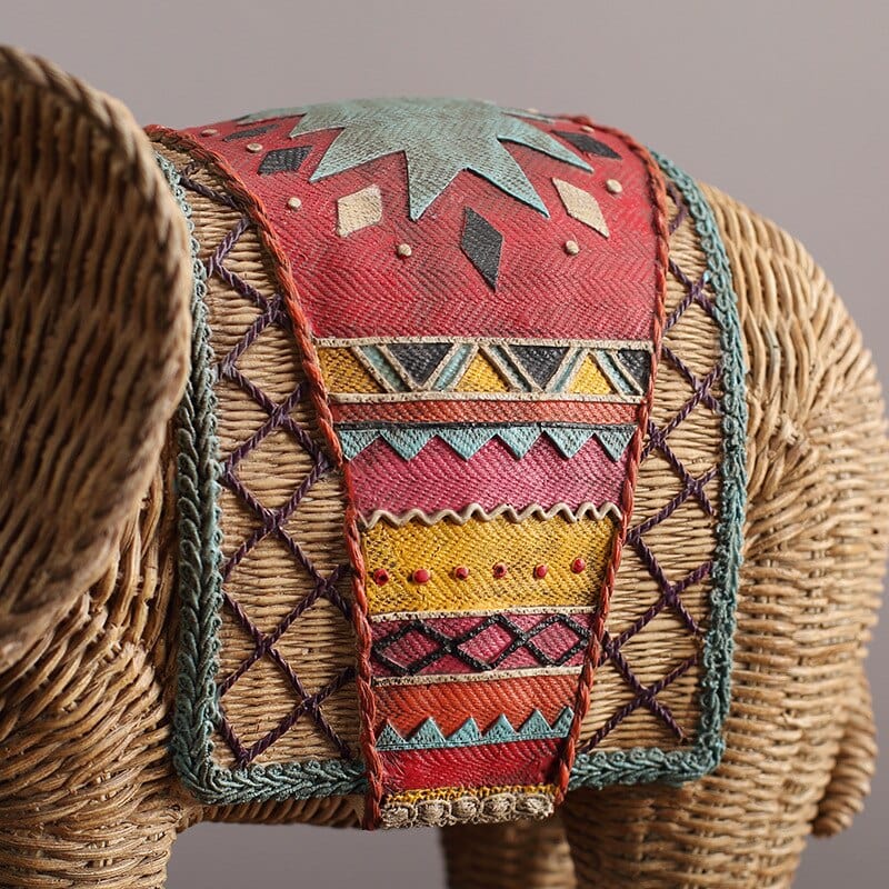 Statue d'Éléphant en Rotin Décorative 3