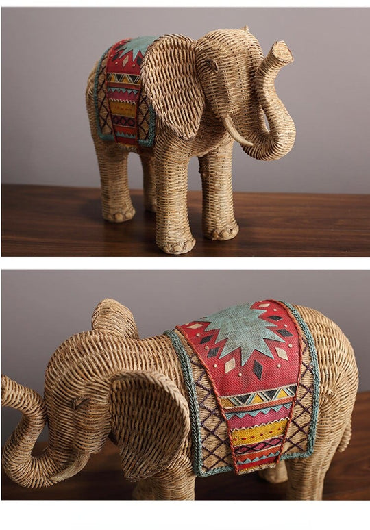 Statue d'Éléphant en Rotin Décorative 4