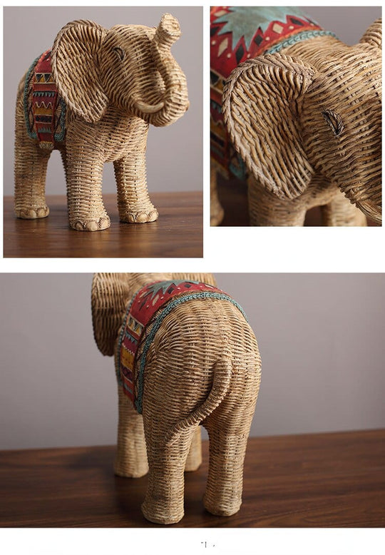 Statue d'Éléphant en Rotin Décorative 5