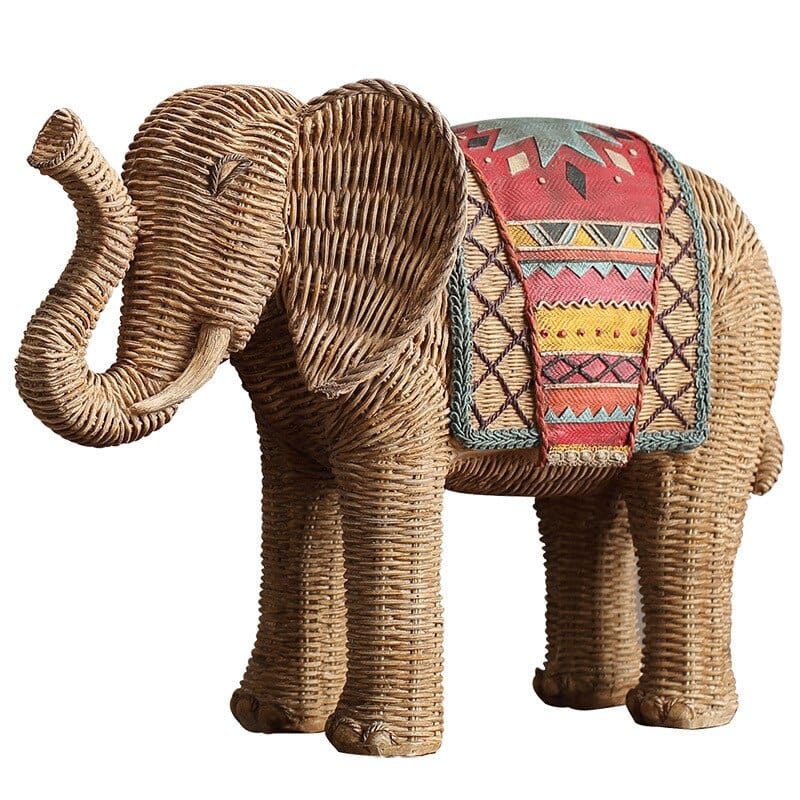 Statue d'Éléphant en Rotin Décorative 6