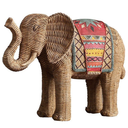 Statue d'Éléphant en Rotin Décorative 6