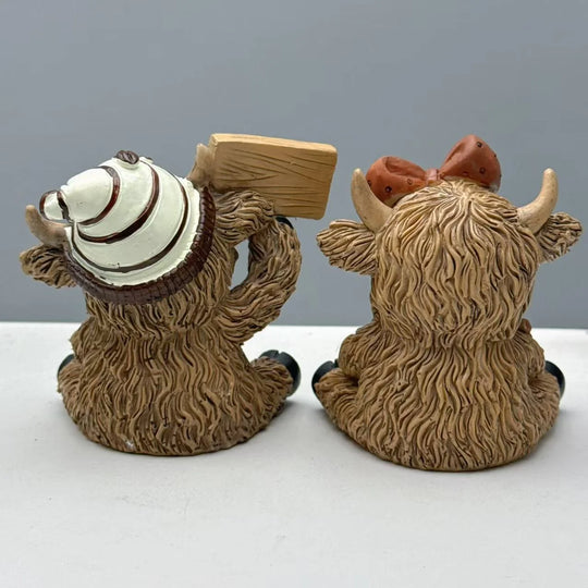 Statuette Déco Vache des Highlands Pause Café pour Décoration Intérieure 4
