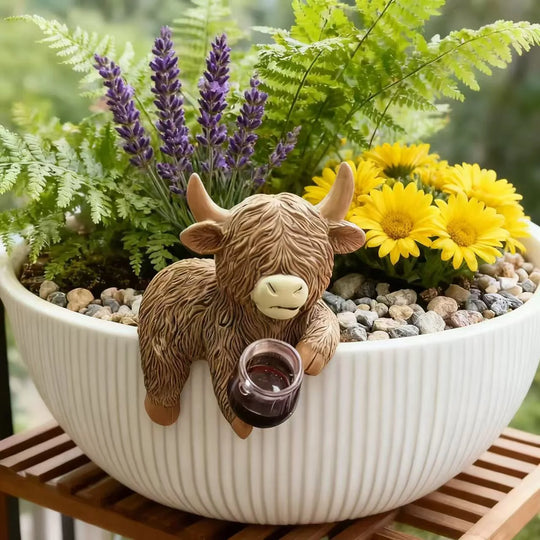 Statuette Déco Vache des Highlands Pour Intérieur et Jardin 1