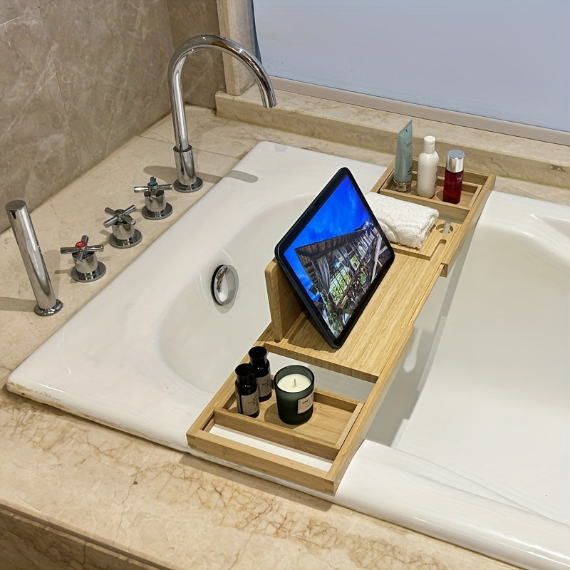 Support de Baignoire Multifonctionnel en Bambou 2