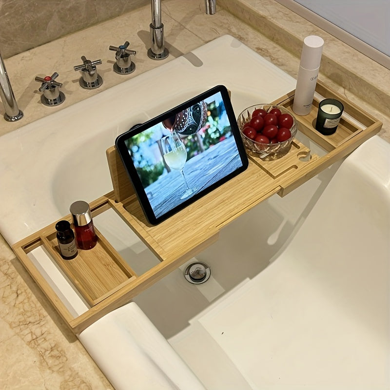 Support de Baignoire Multifonctionnel en Bambou 3