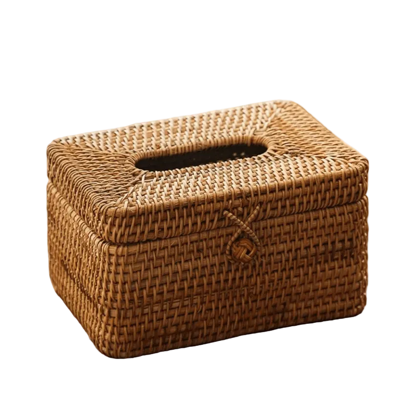 Support de boîte à mouchoirs en rotin tissé pour un style fonctionnel 0