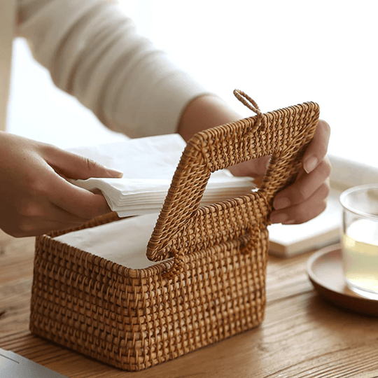 Support de boîte à mouchoirs en rotin tissé pour un style fonctionnel 3