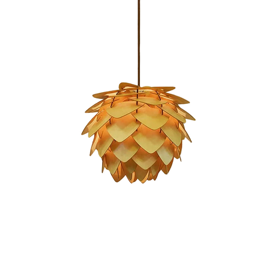 Suspension Luminaire Bois Pomme de Pin Artisanale Ajustable 0