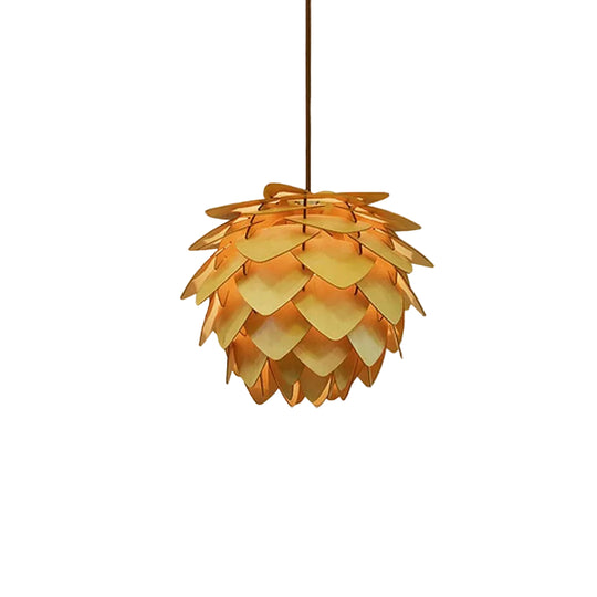 Suspension Luminaire Bois Pomme de Pin Artisanale Ajustable 0