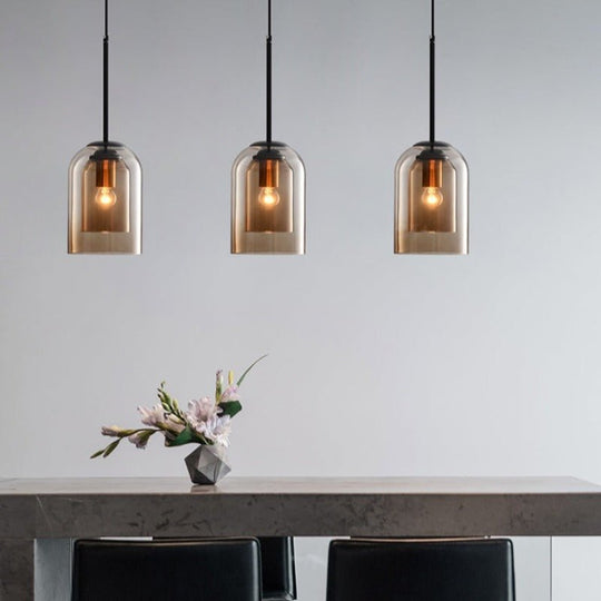 Suspension Luminaire Double Verre Design Moderne 5