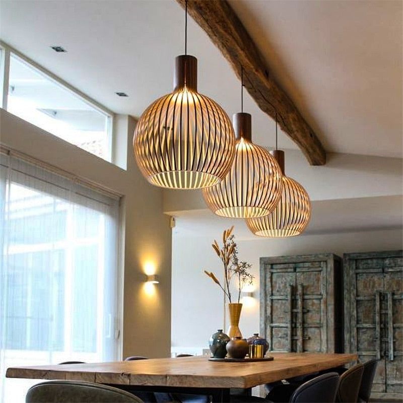 Suspension en Bois Artisanale Design Naturel 1