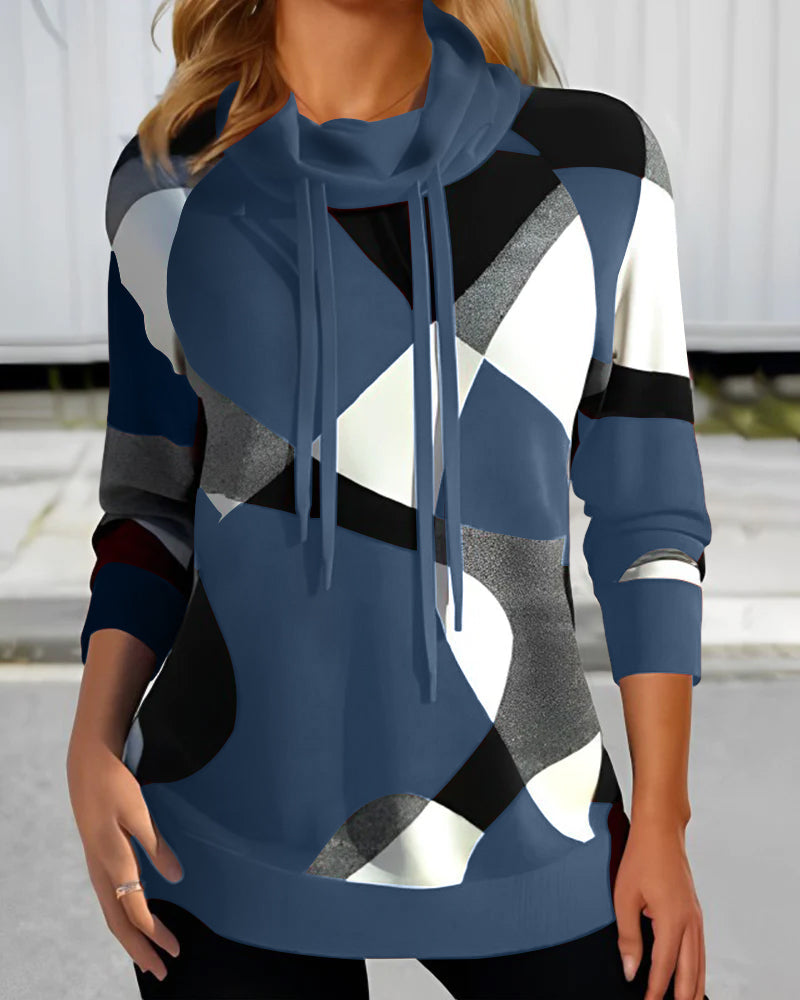 Sweat À Capuche Femme Imprimé Géométrique Moderne 1