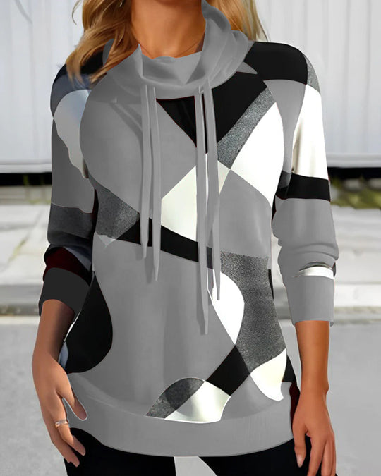 Sweat À Capuche Femme Imprimé Géométrique Moderne 2