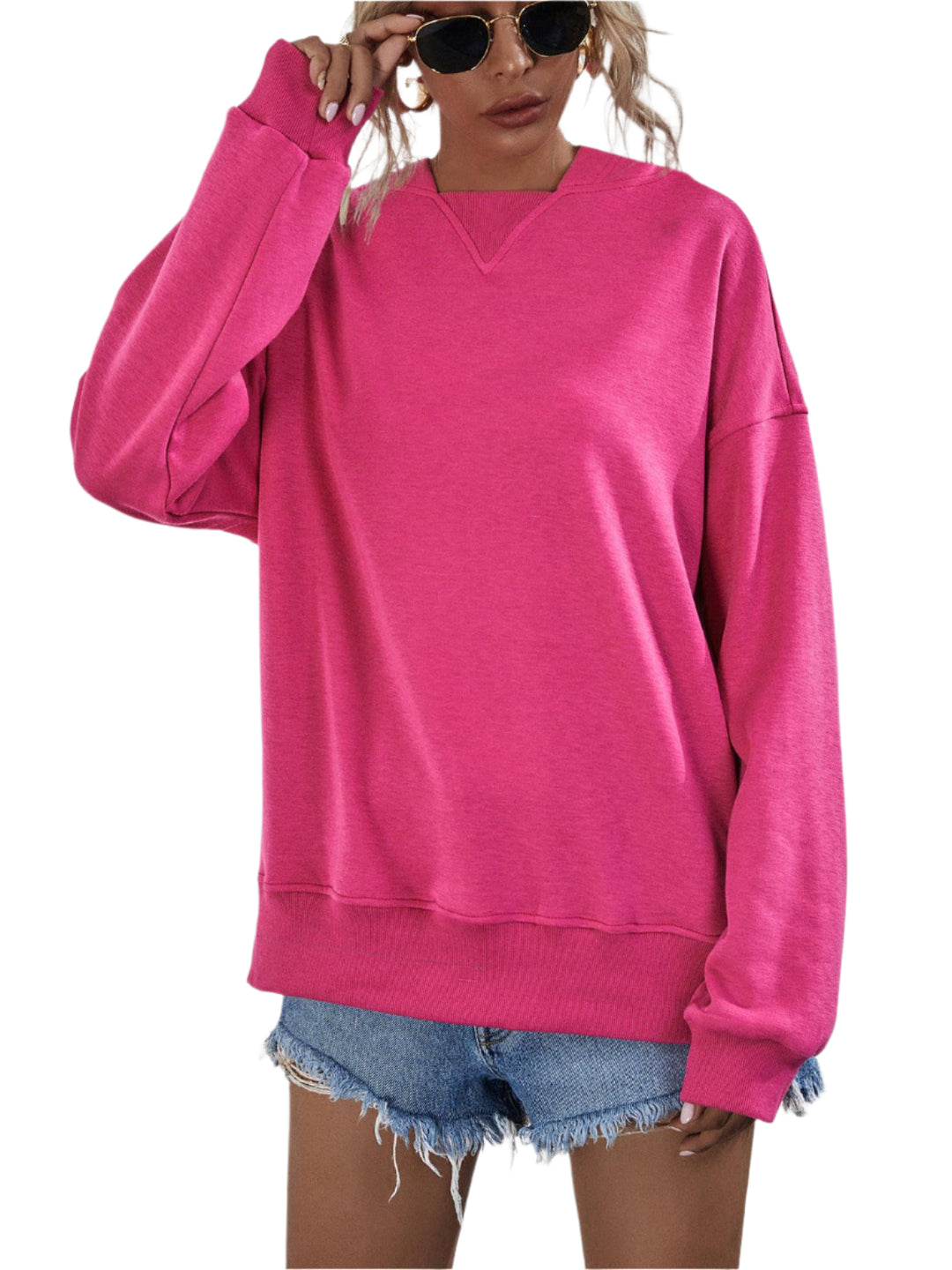Sweat à Capuche à Épaules Tombantes en Polyester 0