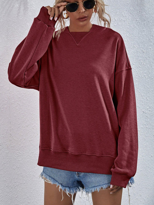 Sweat à Capuche à Épaules Tombantes en Polyester 11