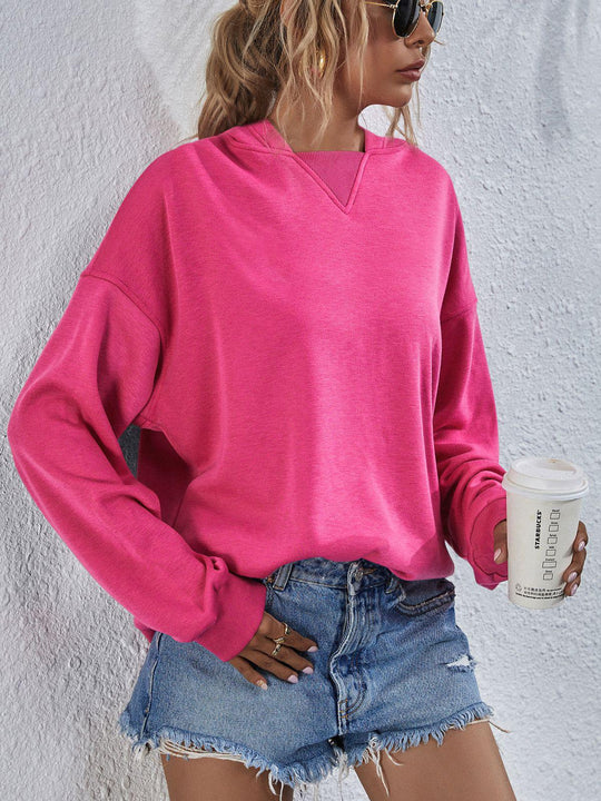 Sweat à Capuche à Épaules Tombantes en Polyester 3