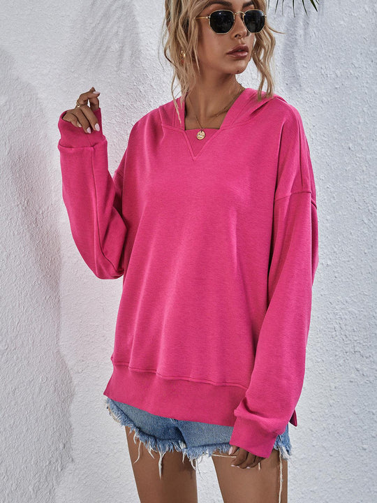 Sweat à Capuche à Épaules Tombantes en Polyester 4