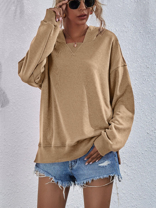 Sweat à Capuche à Épaules Tombantes en Polyester 5