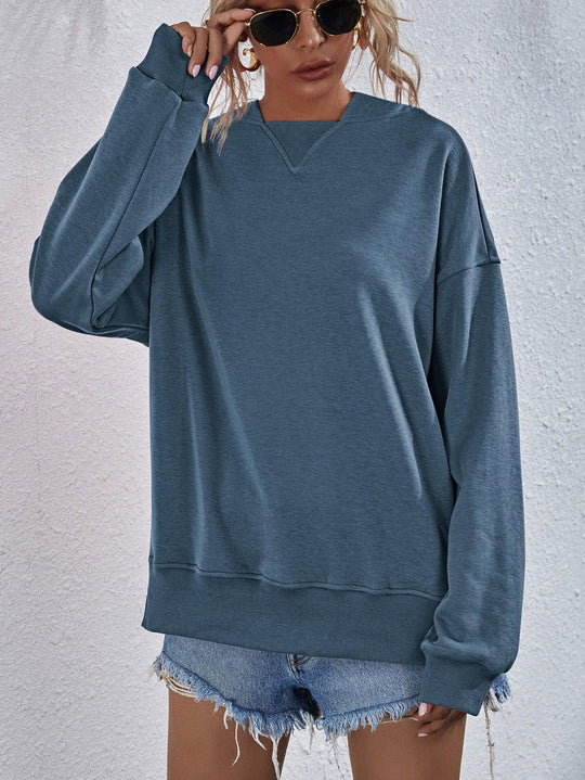 Sweat à Capuche à Épaules Tombantes en Polyester 6